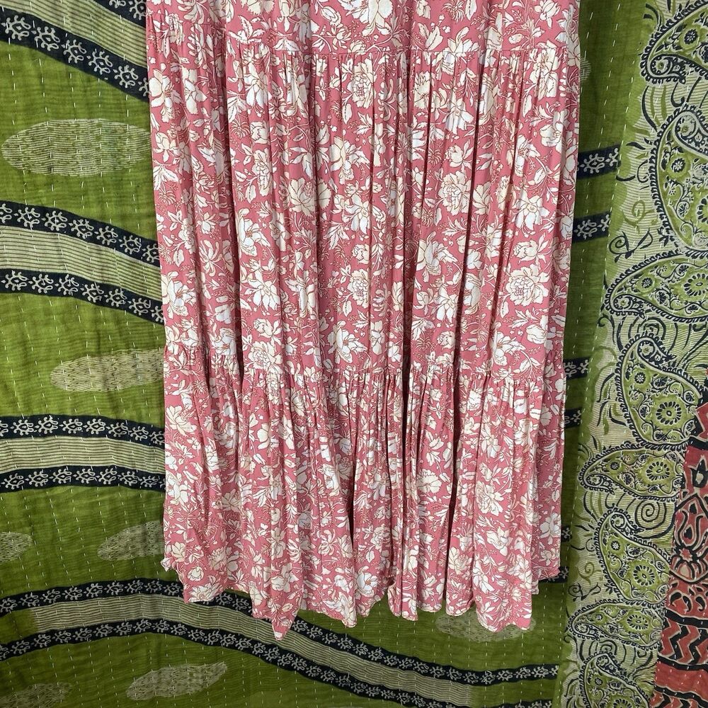 J. Crew Dark Flamingo Tossed Floral Tiered Maxi Dress Size Medium - Picture 7 of 16